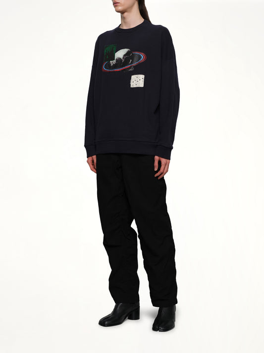 Graphic Patches Sweatshirt in Navy