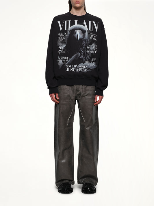 Villain Cover Print Sweat Shirt in Black