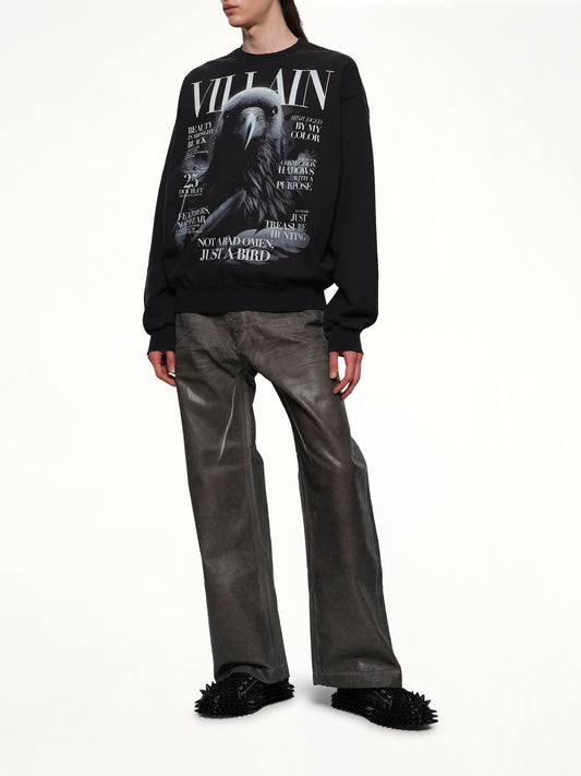 Villain Cover Print Sweat Shirt in Black