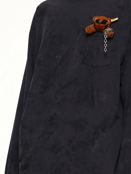 Long Sleeve T-Shirt With Villain Bear in Black