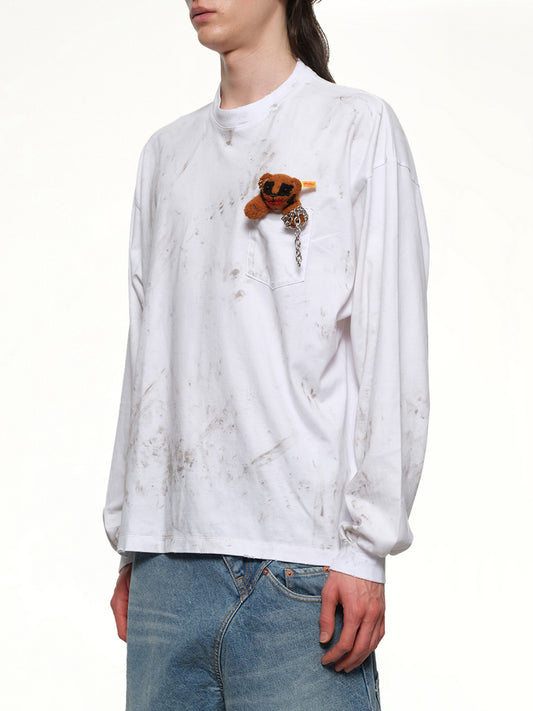 Long Sleeve T-Shirt With Villain Bear in White