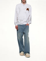 Long Sleeve T-Shirt With Villain Bear in White