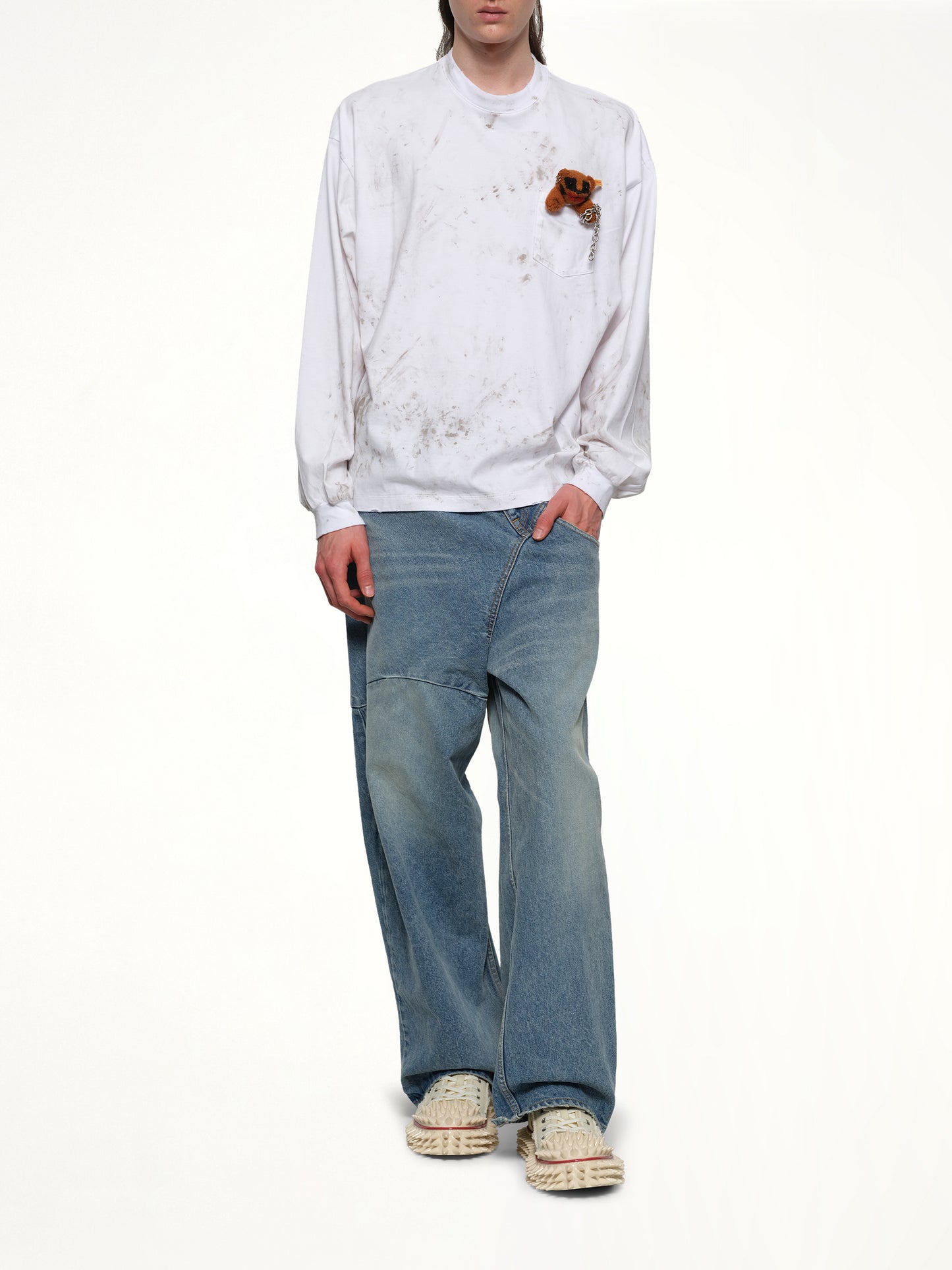 Long Sleeve T-Shirt With Villain Bear in White