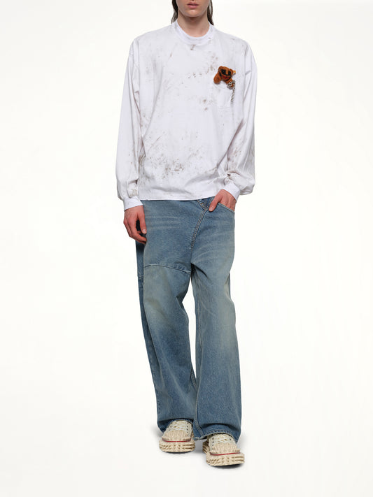 Long Sleeve T-Shirt With Villain Bear in White