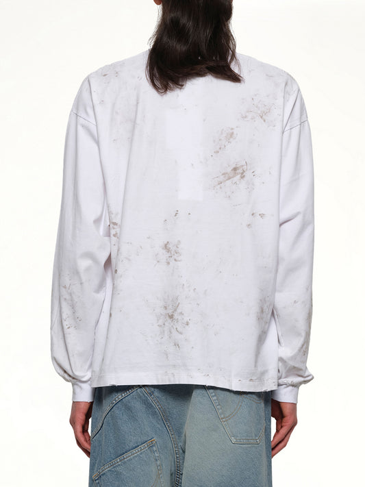 Long Sleeve T-Shirt With Villain Bear in White