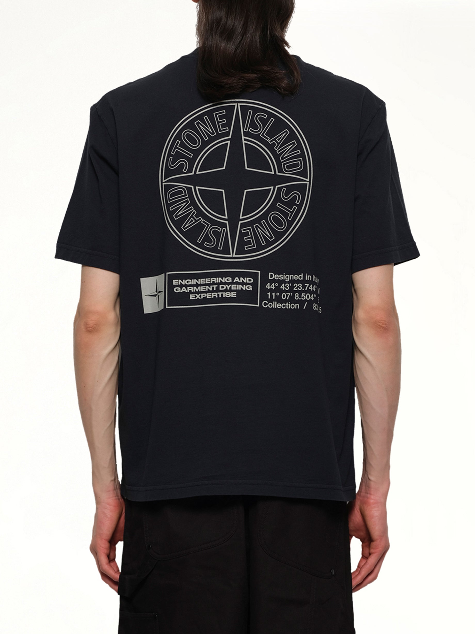 210003インダストリアルプリントS/S Tシャツ（ネイビーブルー）