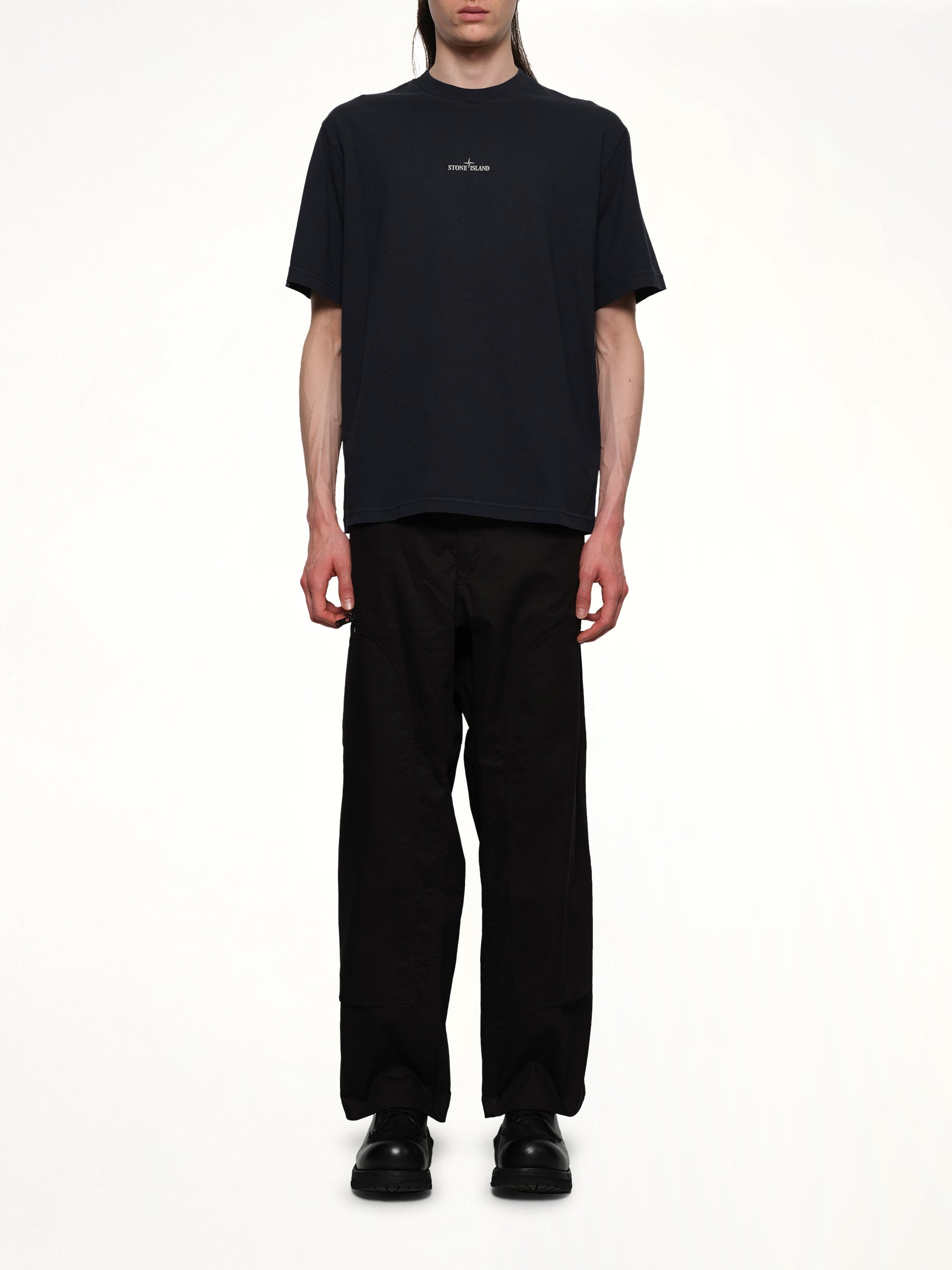 210003インダストリアルプリントS/S Tシャツ（ネイビーブルー）