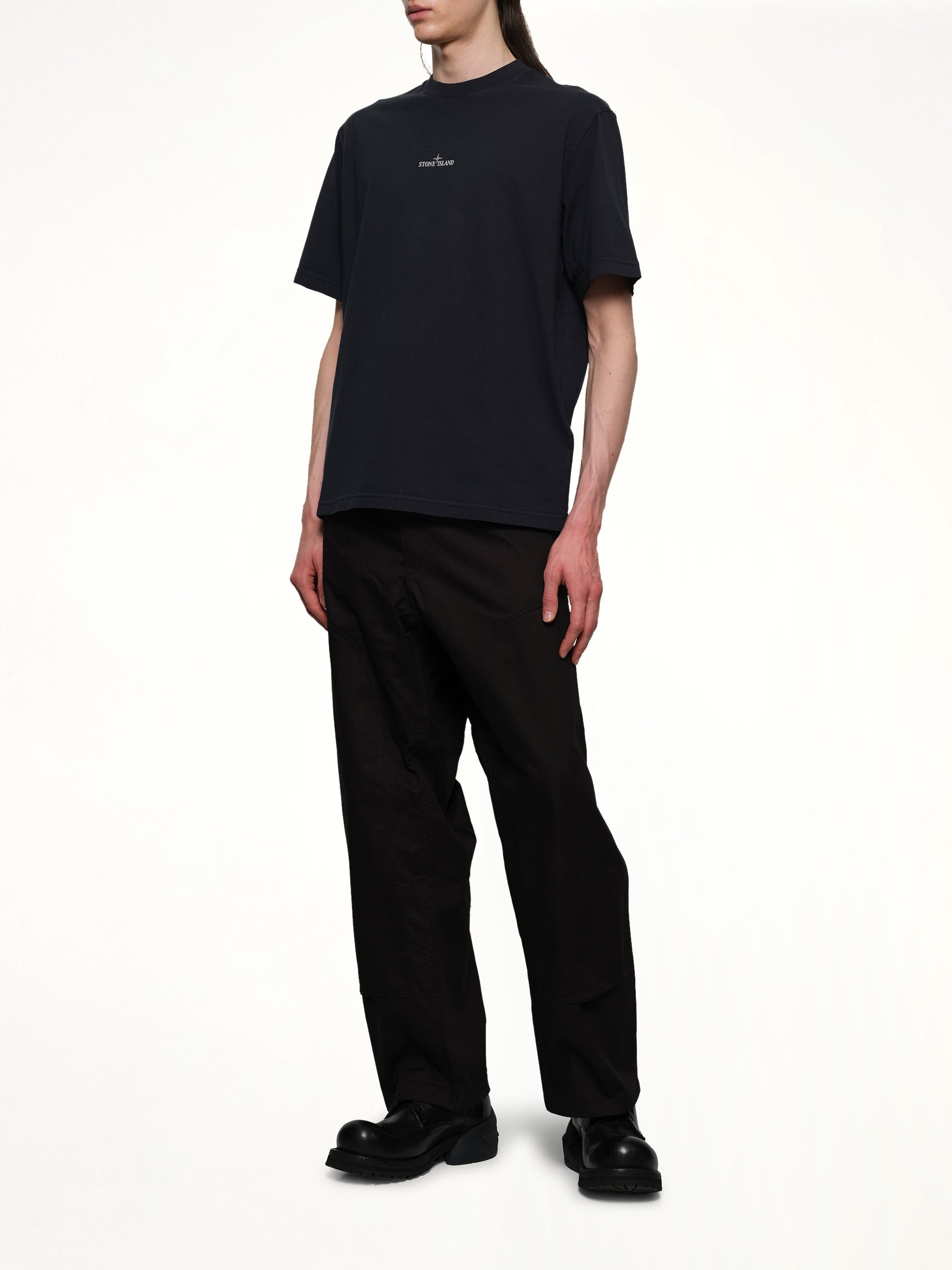 210003インダストリアルプリントS/S Tシャツ（ネイビーブルー）
