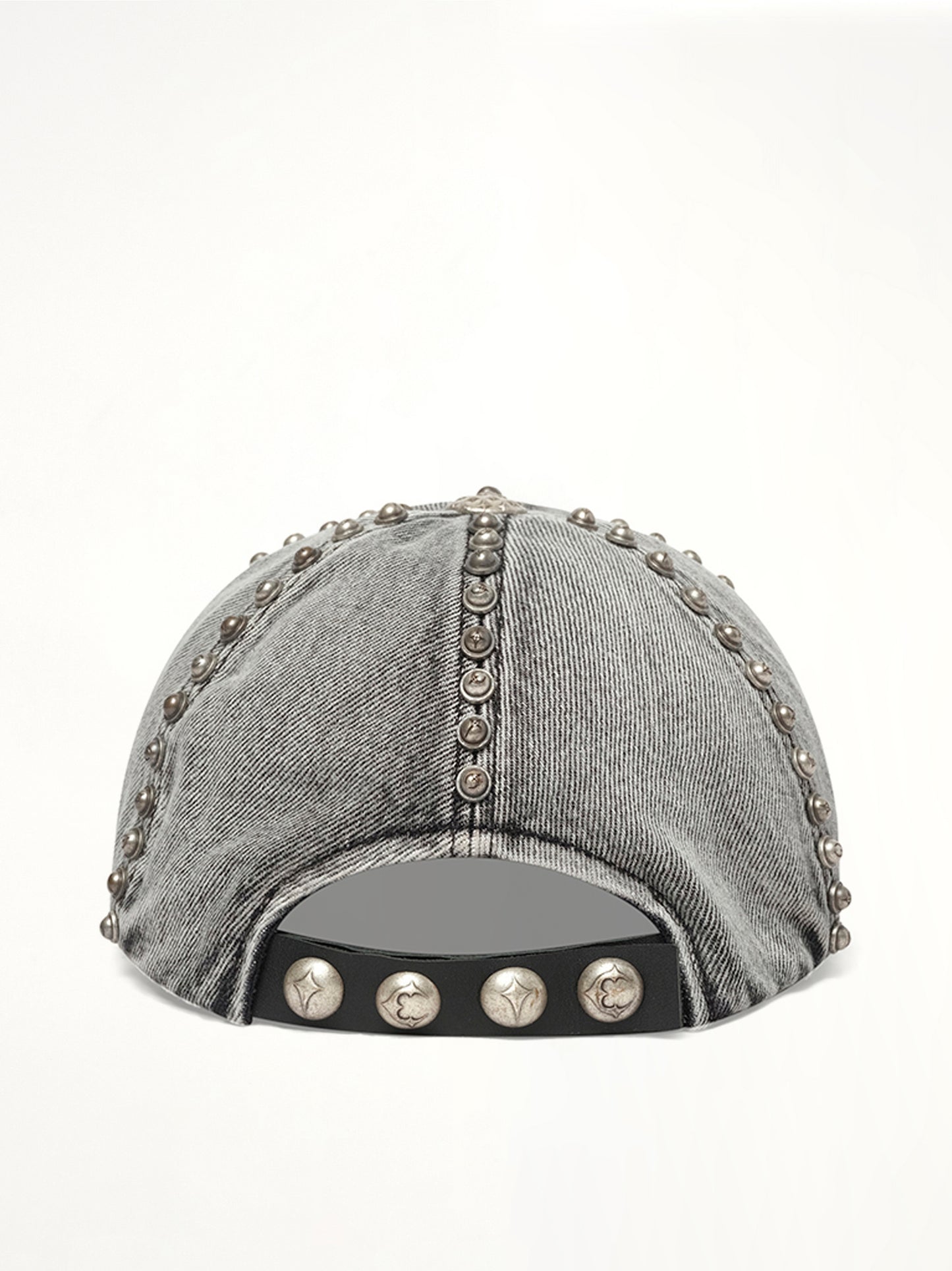 Studded Denim Cap in Black