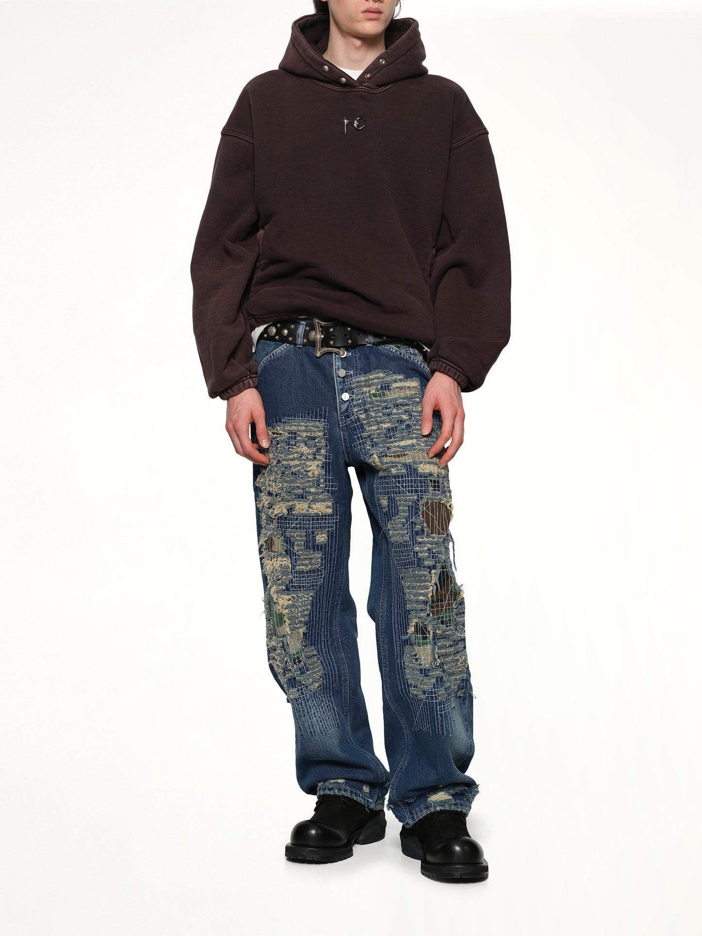 Devil Peace Patch Hoodie in Black