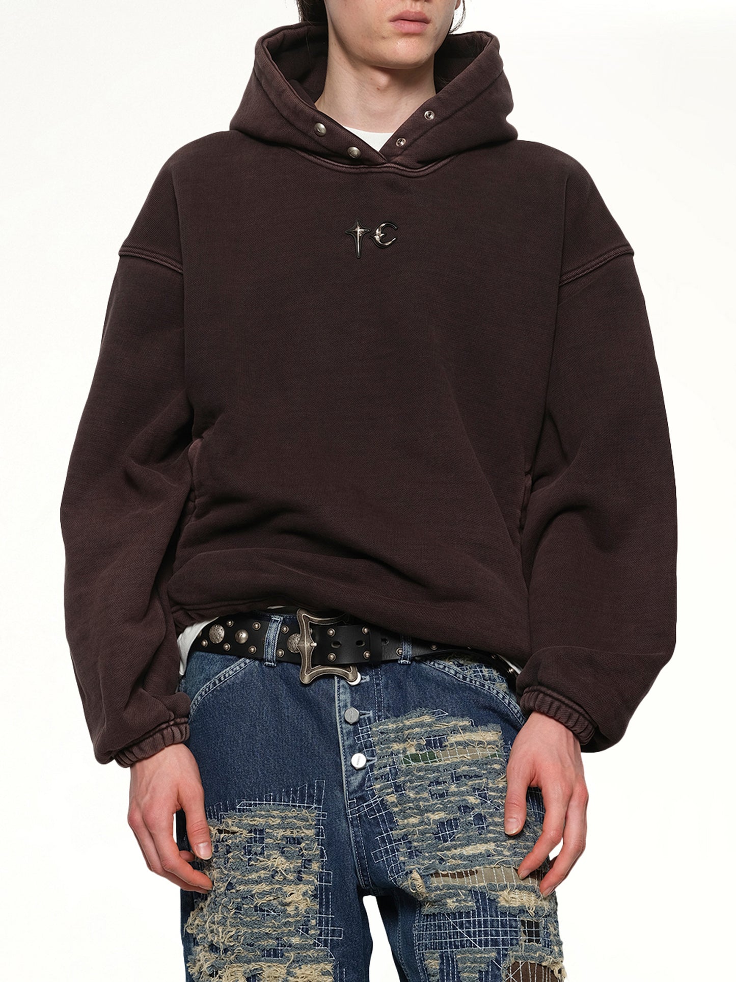 Devil Peace Patch Hoodie in Black