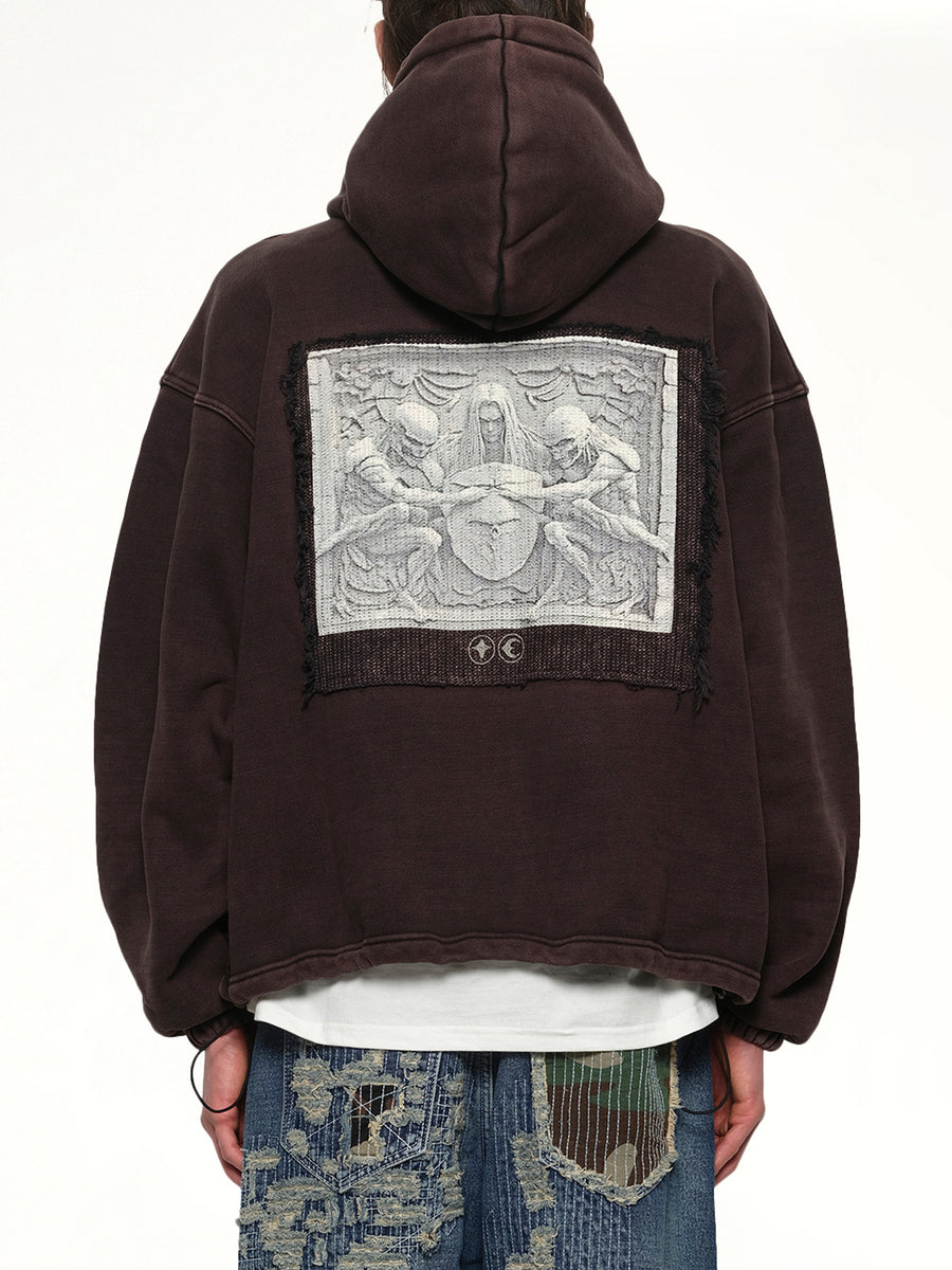 Devil Peace Patch Hoodie in Black