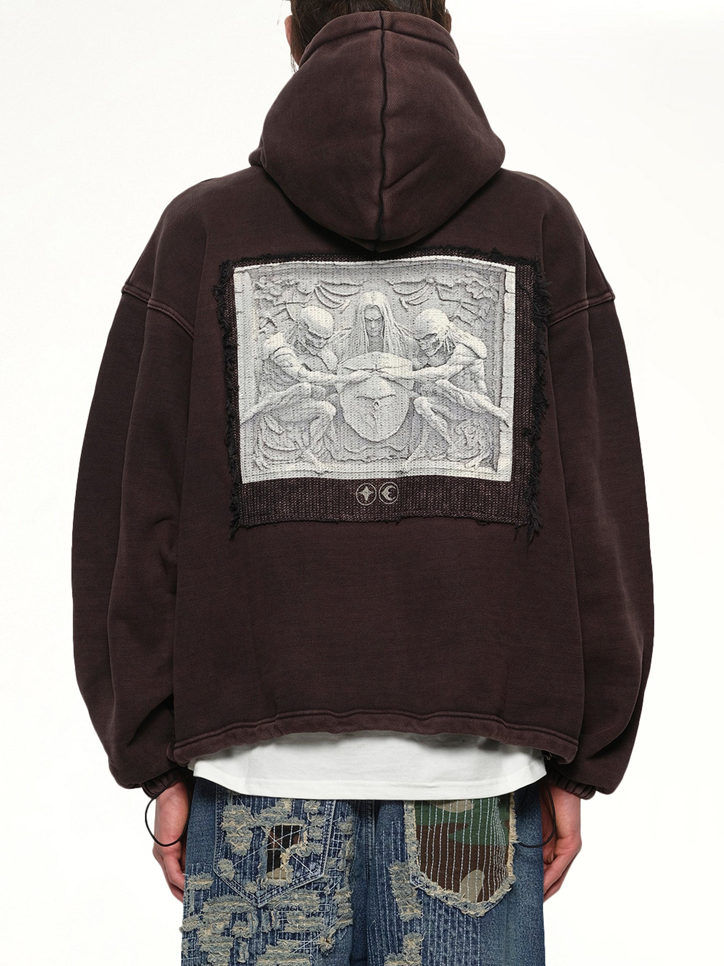 Devil Peace Patch Hoodie in Black