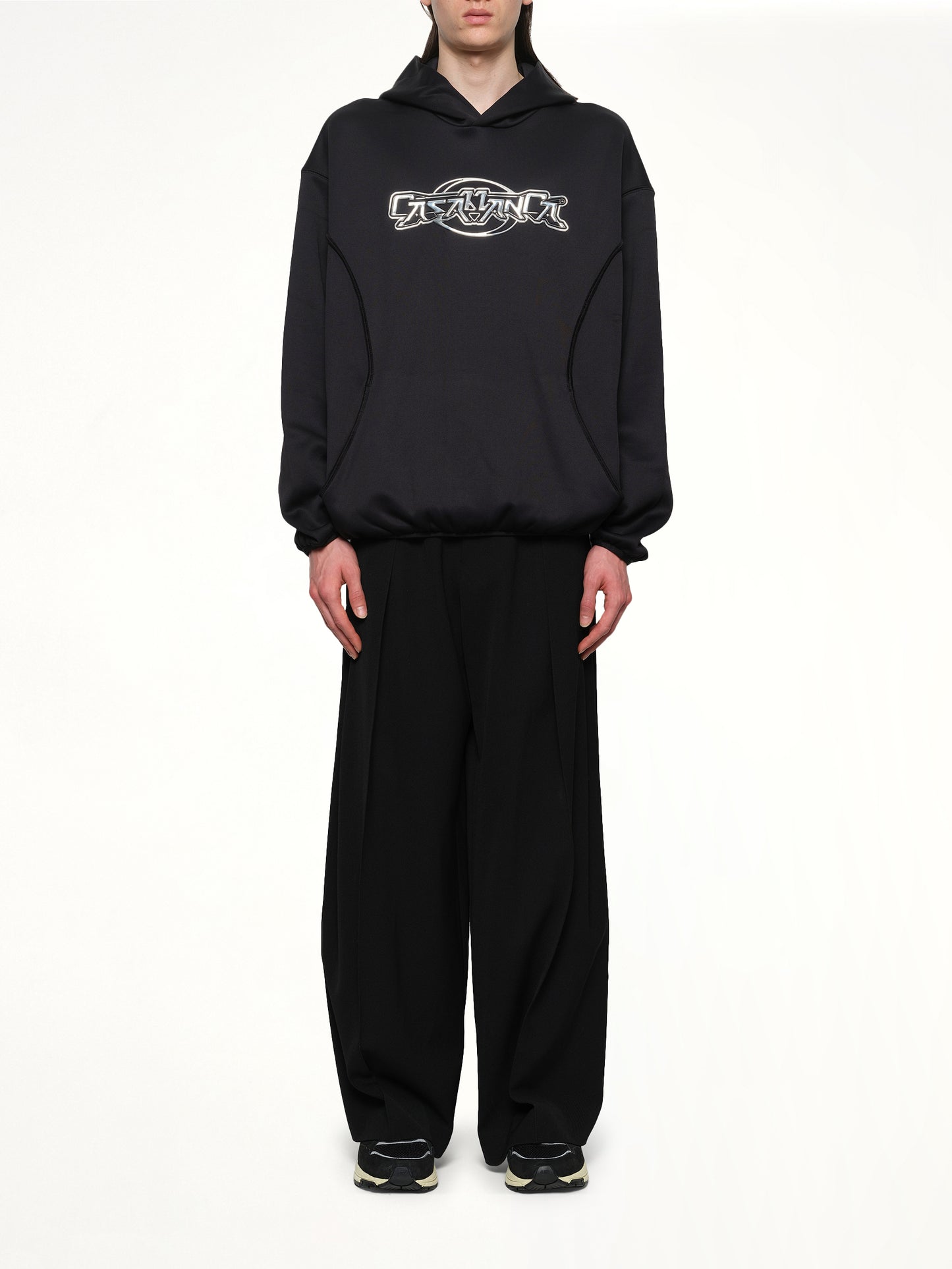 Oversized Panelled Hoodie in Black