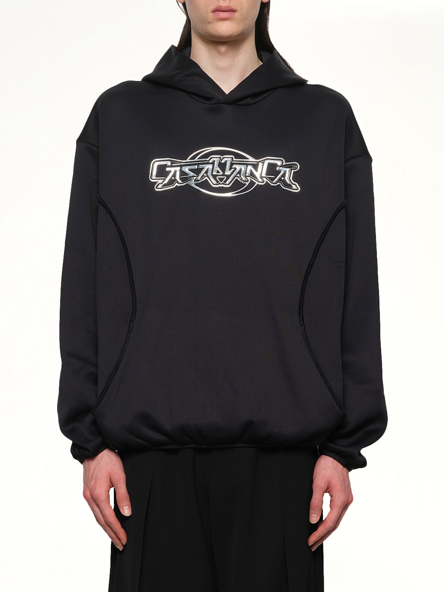 Oversized Panelled Hoodie in Black