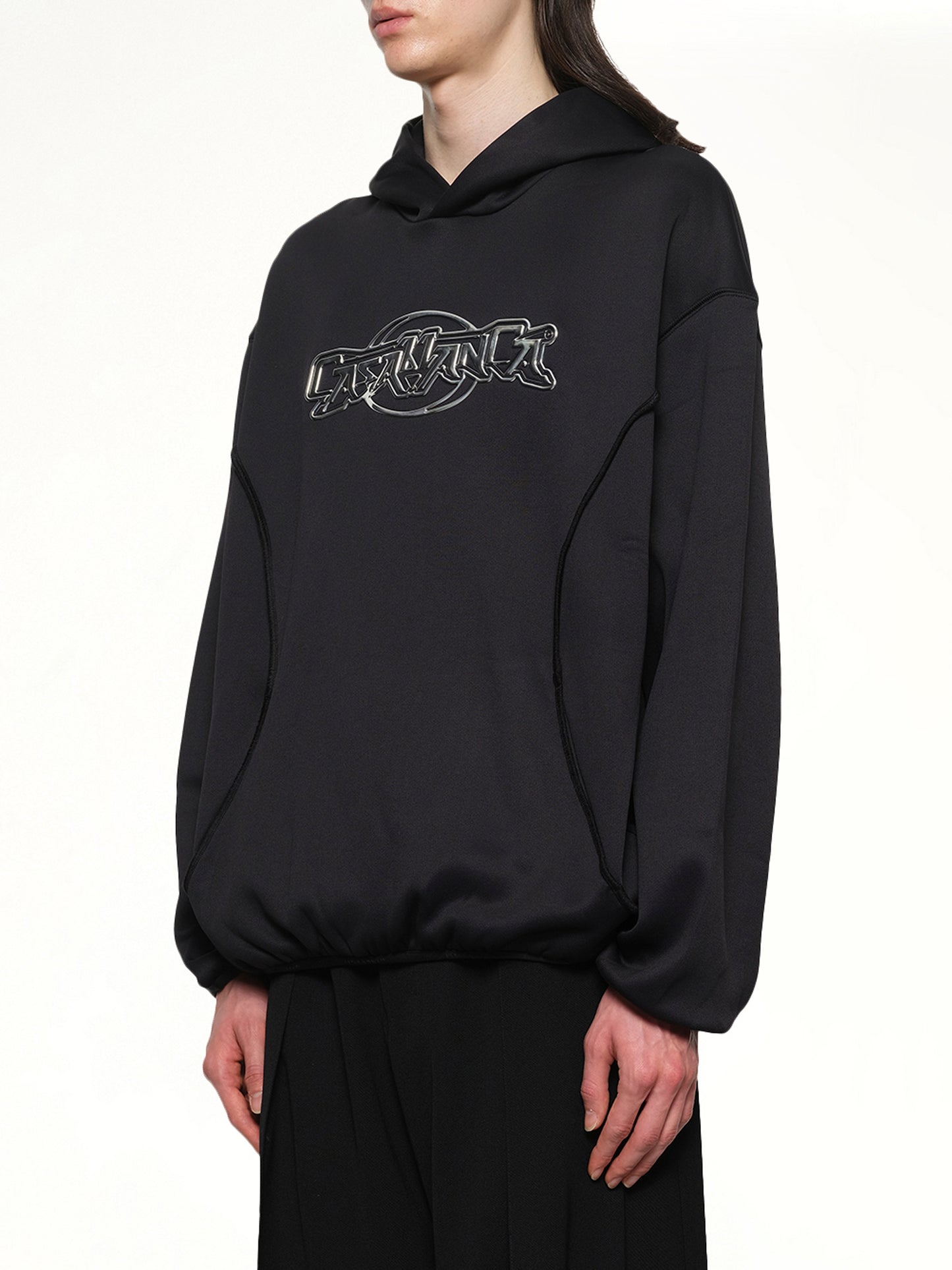 Oversized Panelled Hoodie in Black