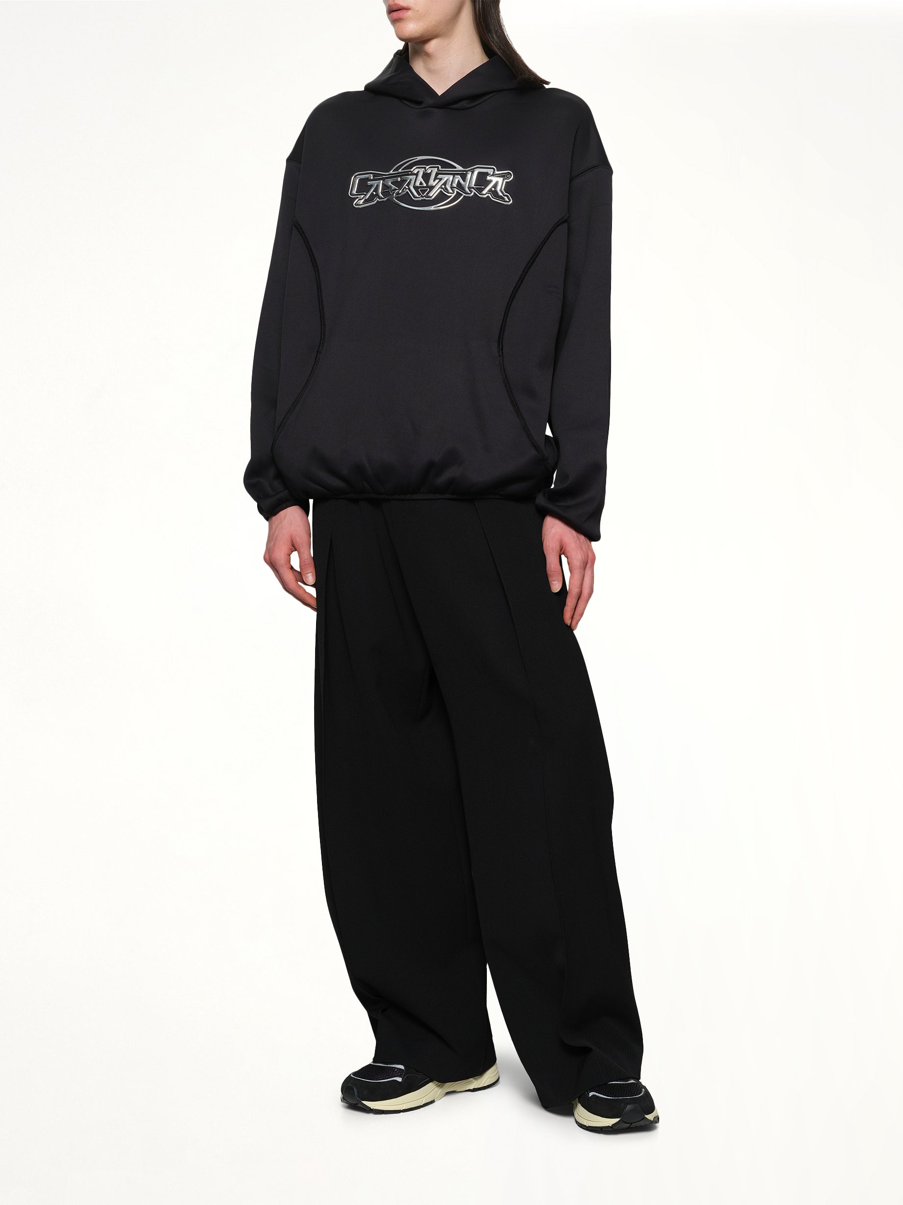 Oversized Panelled Hoodie in Black