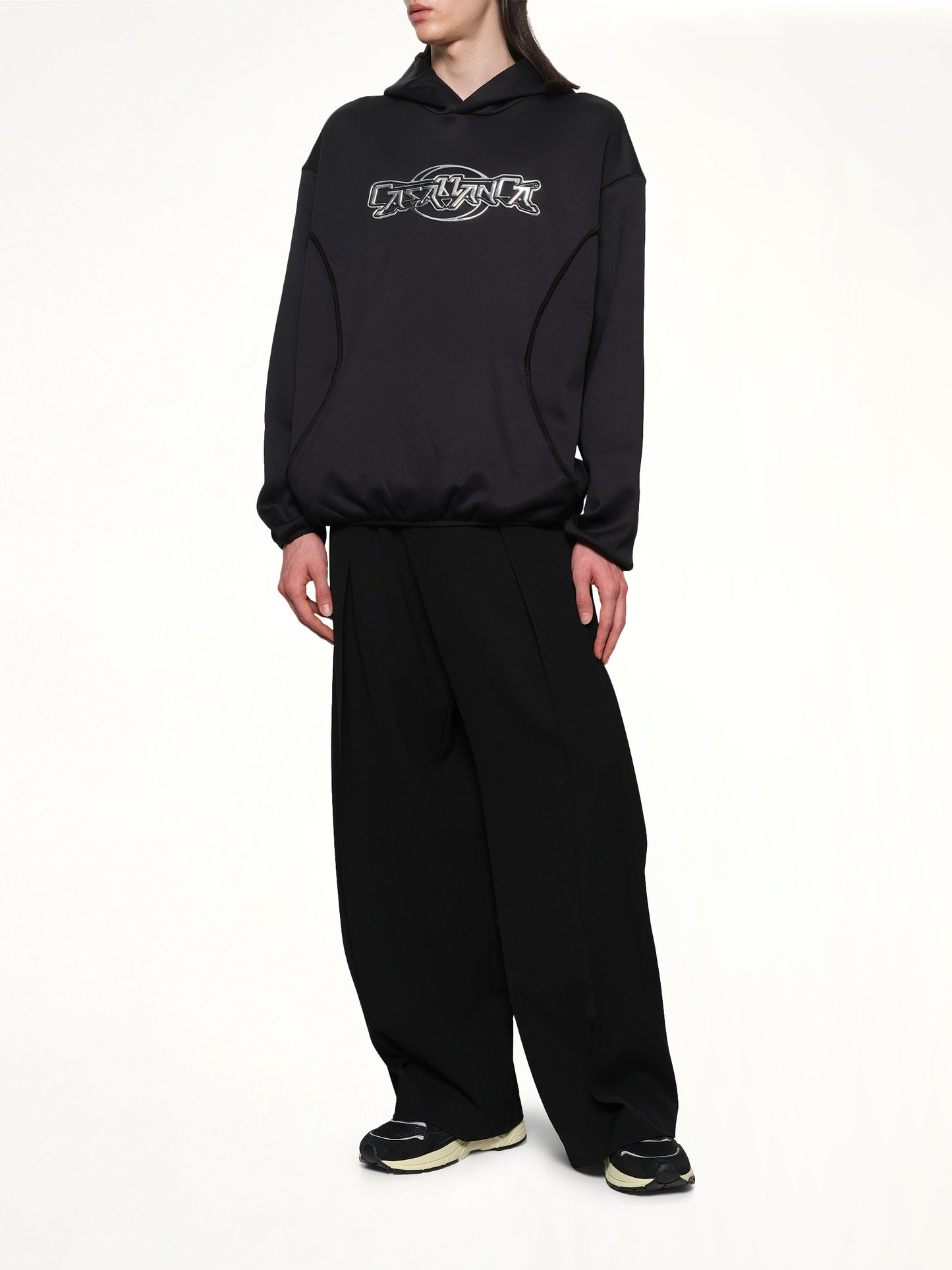 Oversized Panelled Hoodie in Black