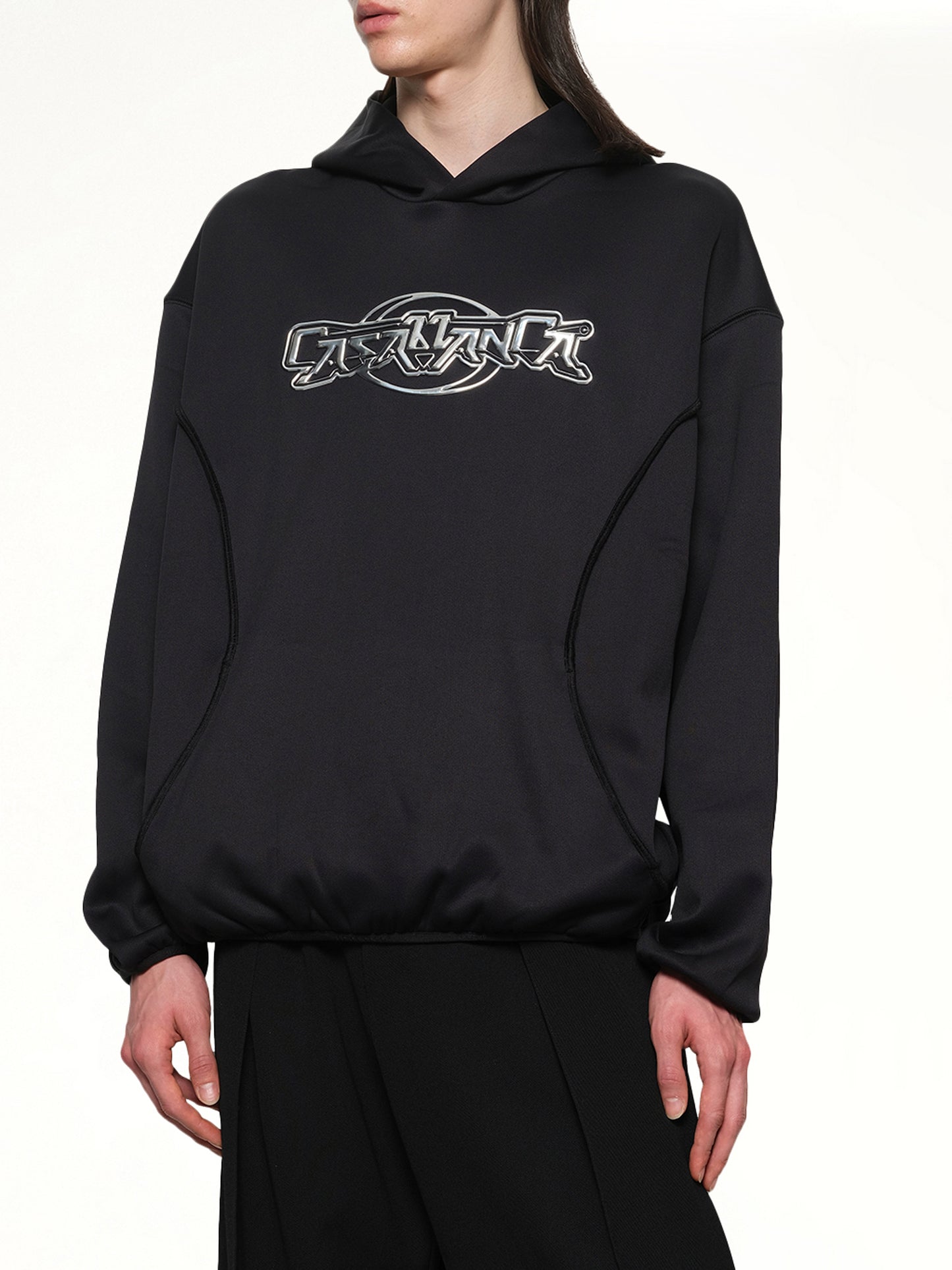 Oversized Panelled Hoodie in Black