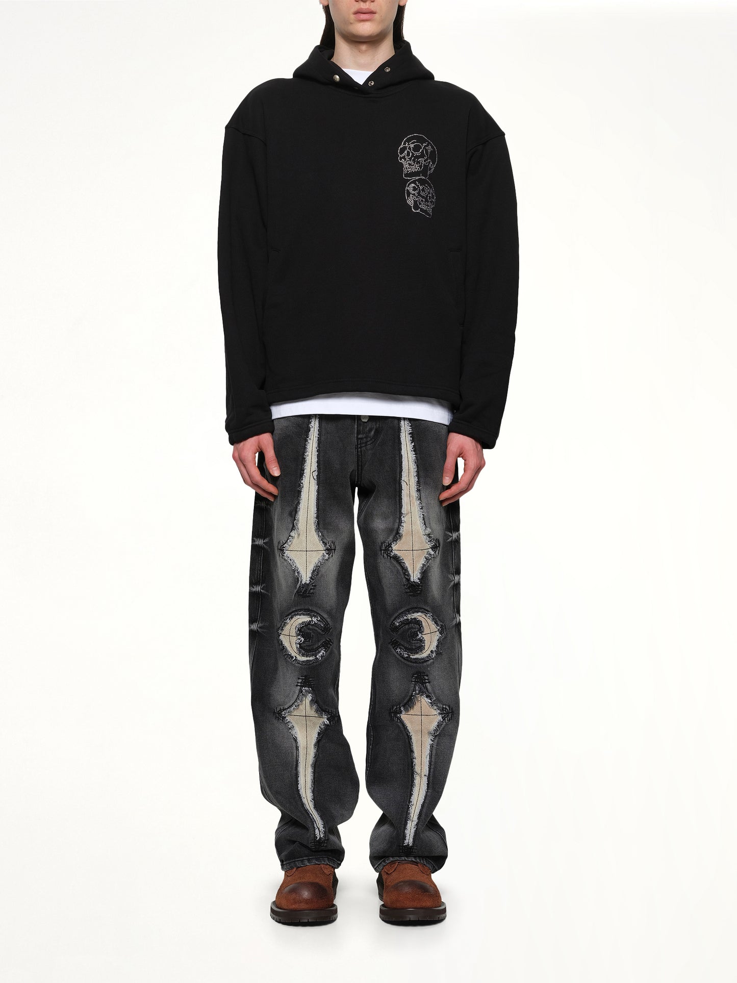 TC Angels Crystal Embellished Hoodie in Black