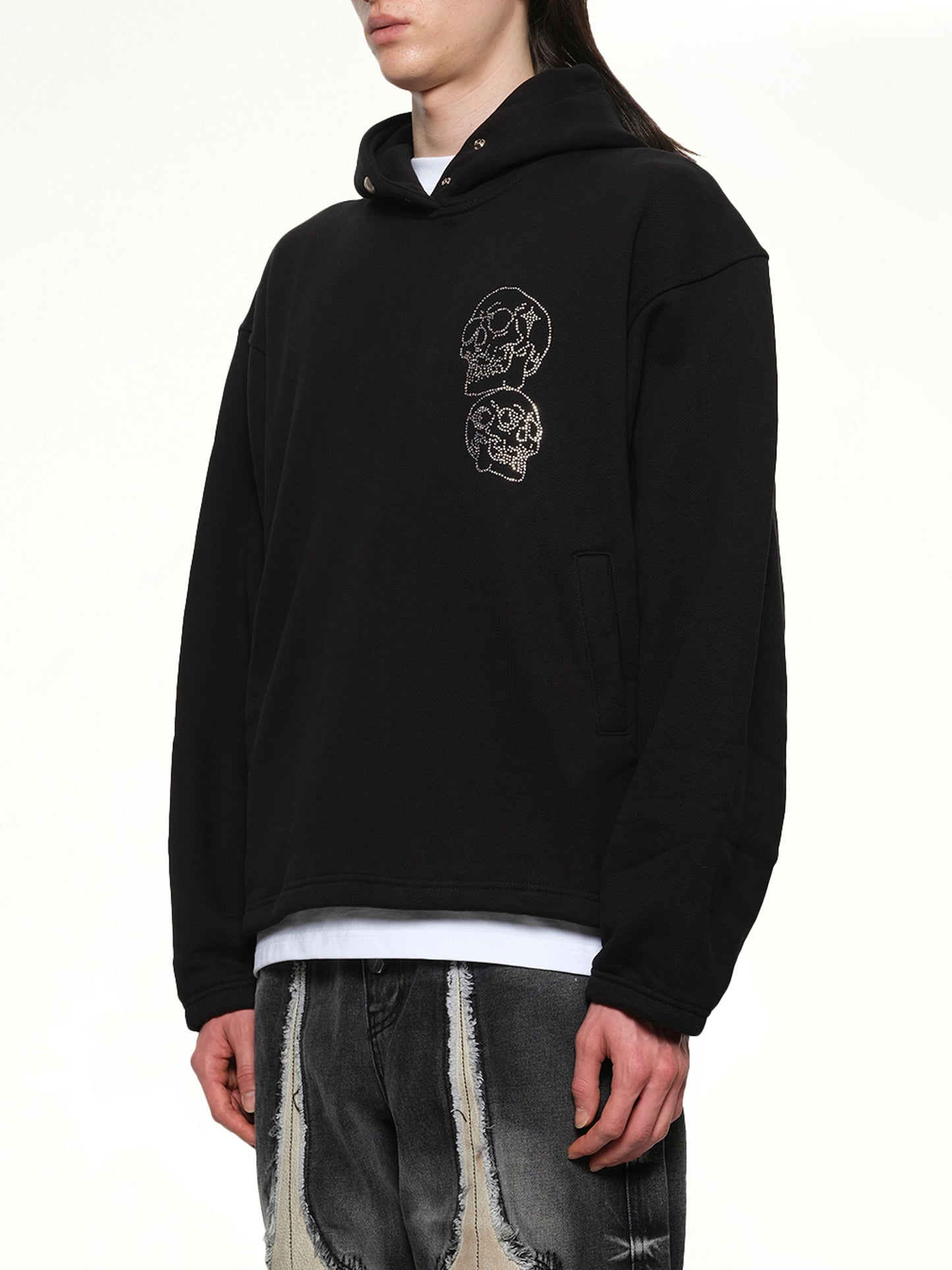 TC Angels Crystal Embellished Hoodie in Black