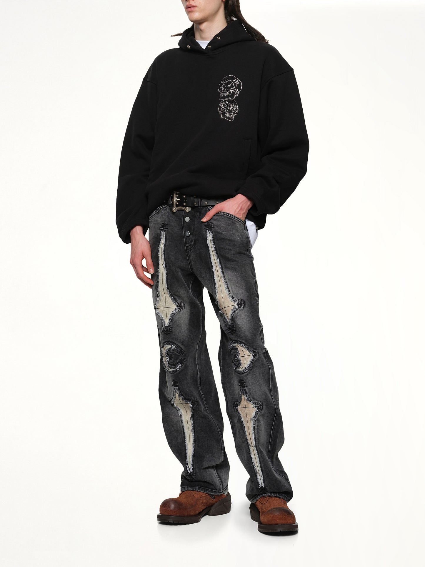 TC Angels Crystal Embellished Hoodie in Black