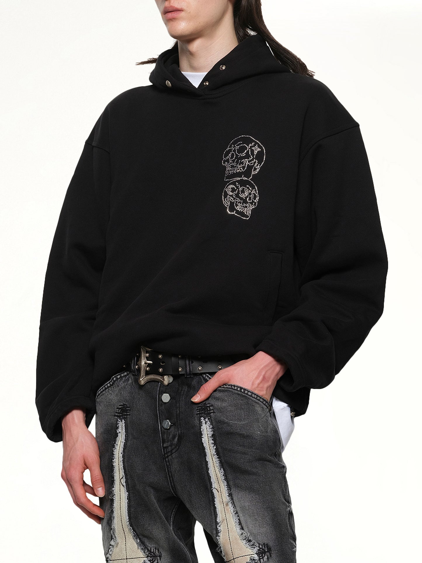 TC Angels Crystal Embellished Hoodie in Black