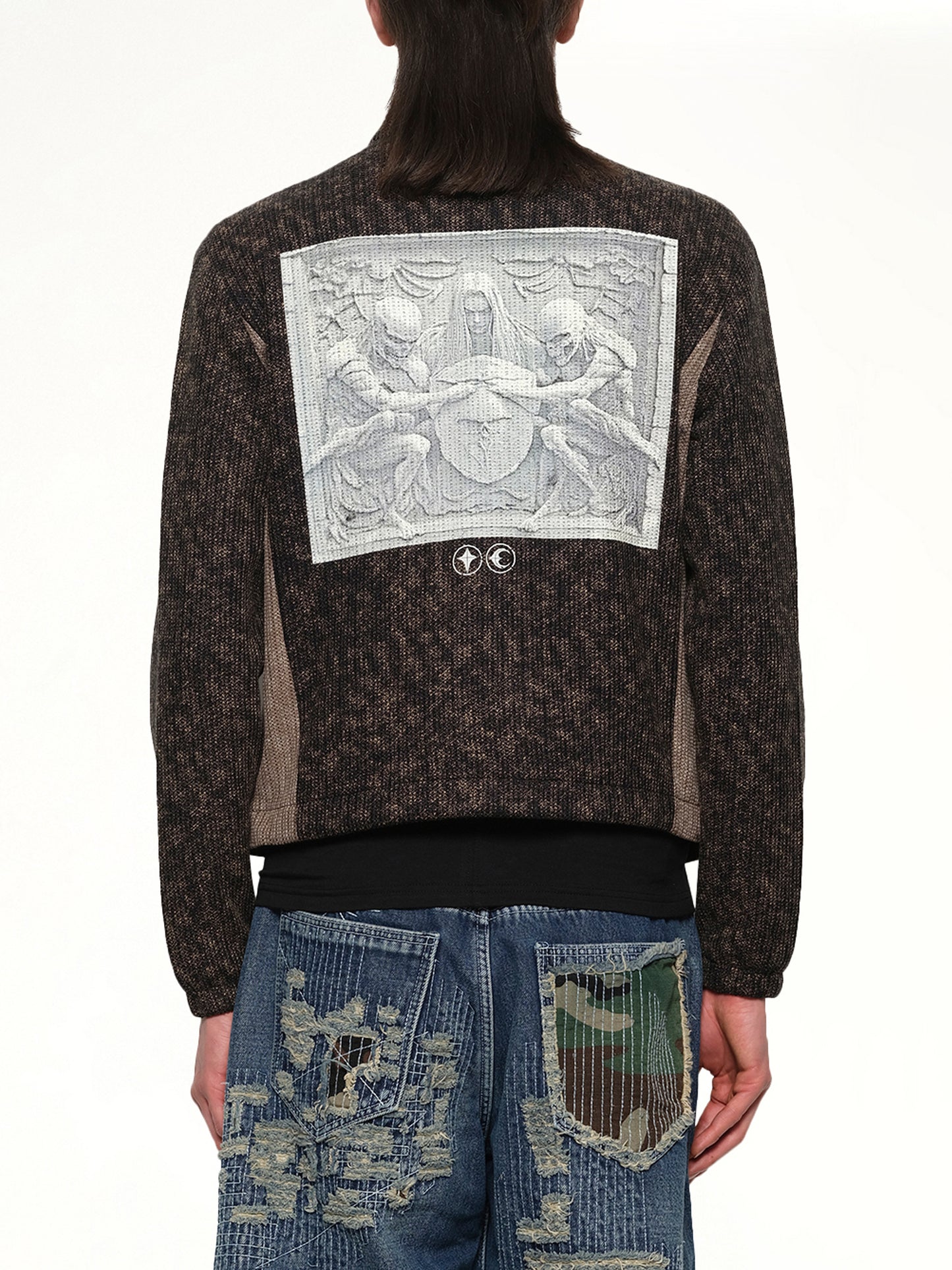 Devil Peace Patch Knit Jacket in Black