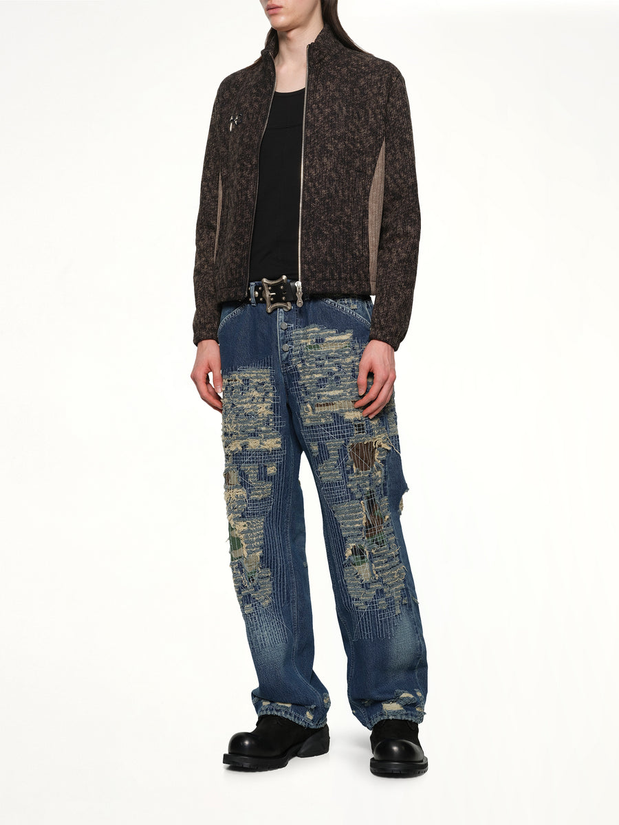 Devil Peace Patch Knit Jacket in Black