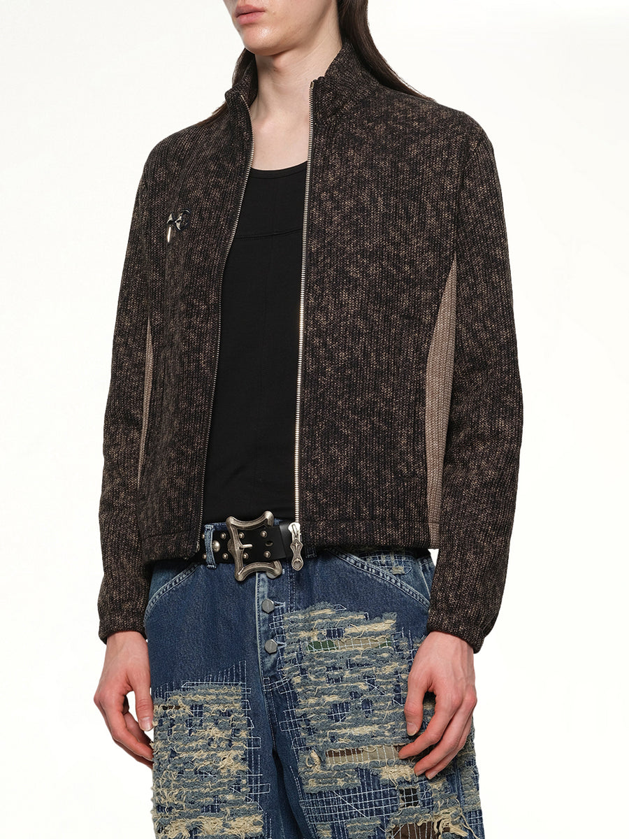 Devil Peace Patch Knit Jacket in Black