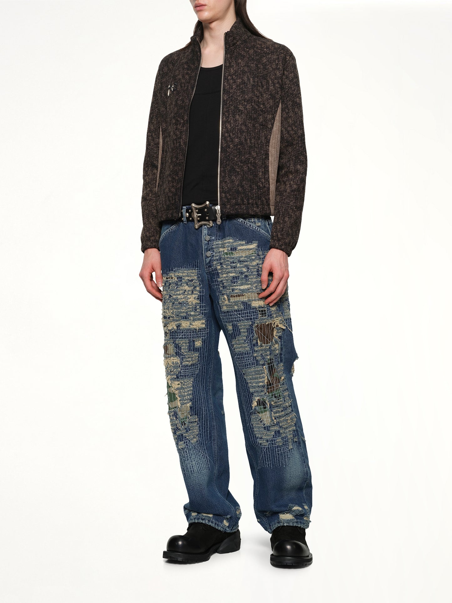 Devil Peace Patch Knit Jacket in Black