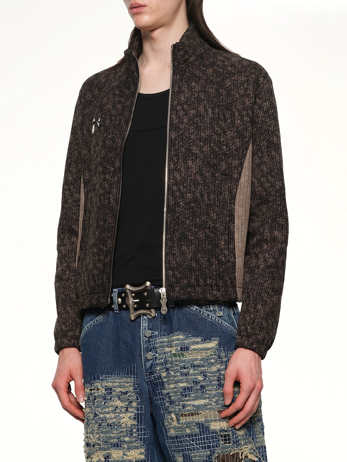 Devil Peace Patch Knit Jacket in Black