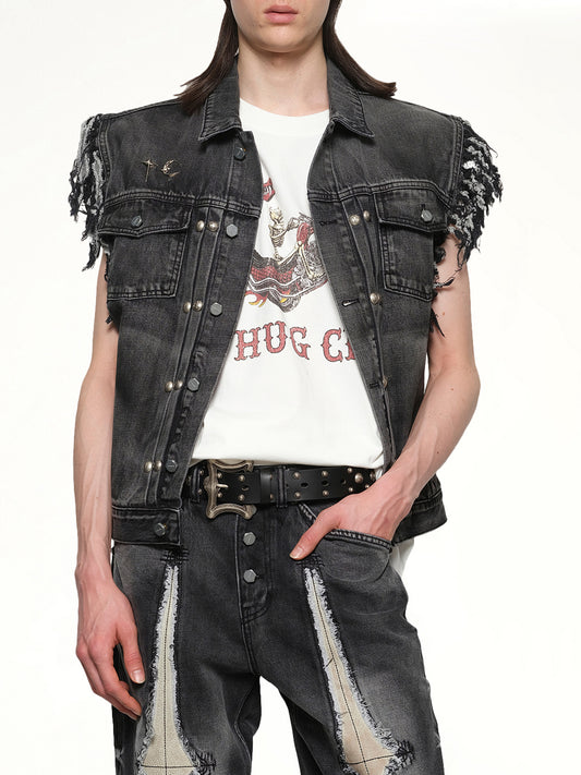 TC Angels Denim Vest in Black
