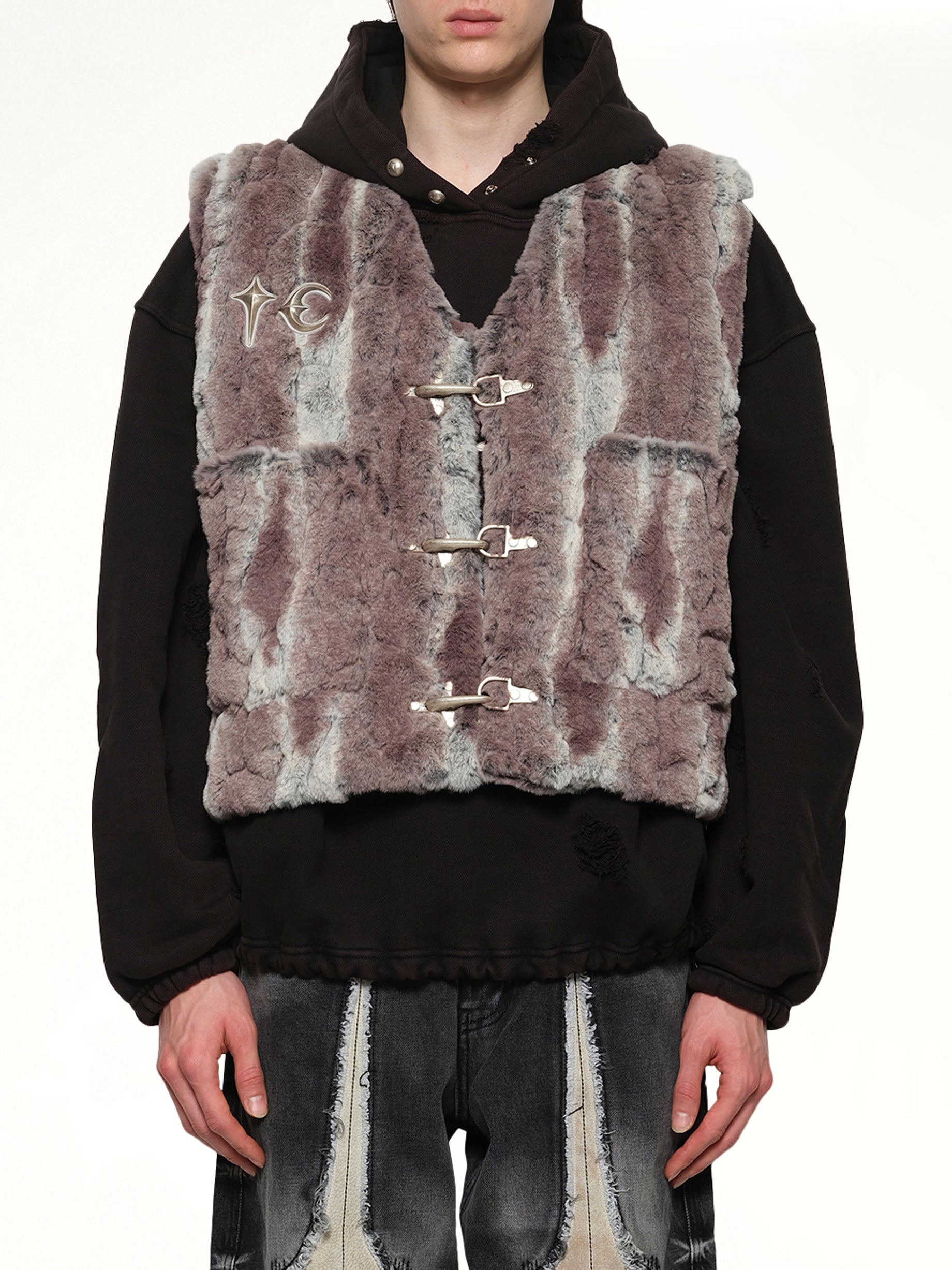 TC Skull Fur Vest in Ivory