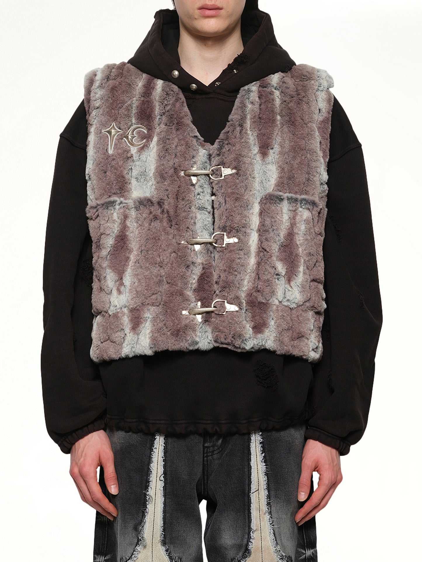 TC Skull Fur Vest in Ivory