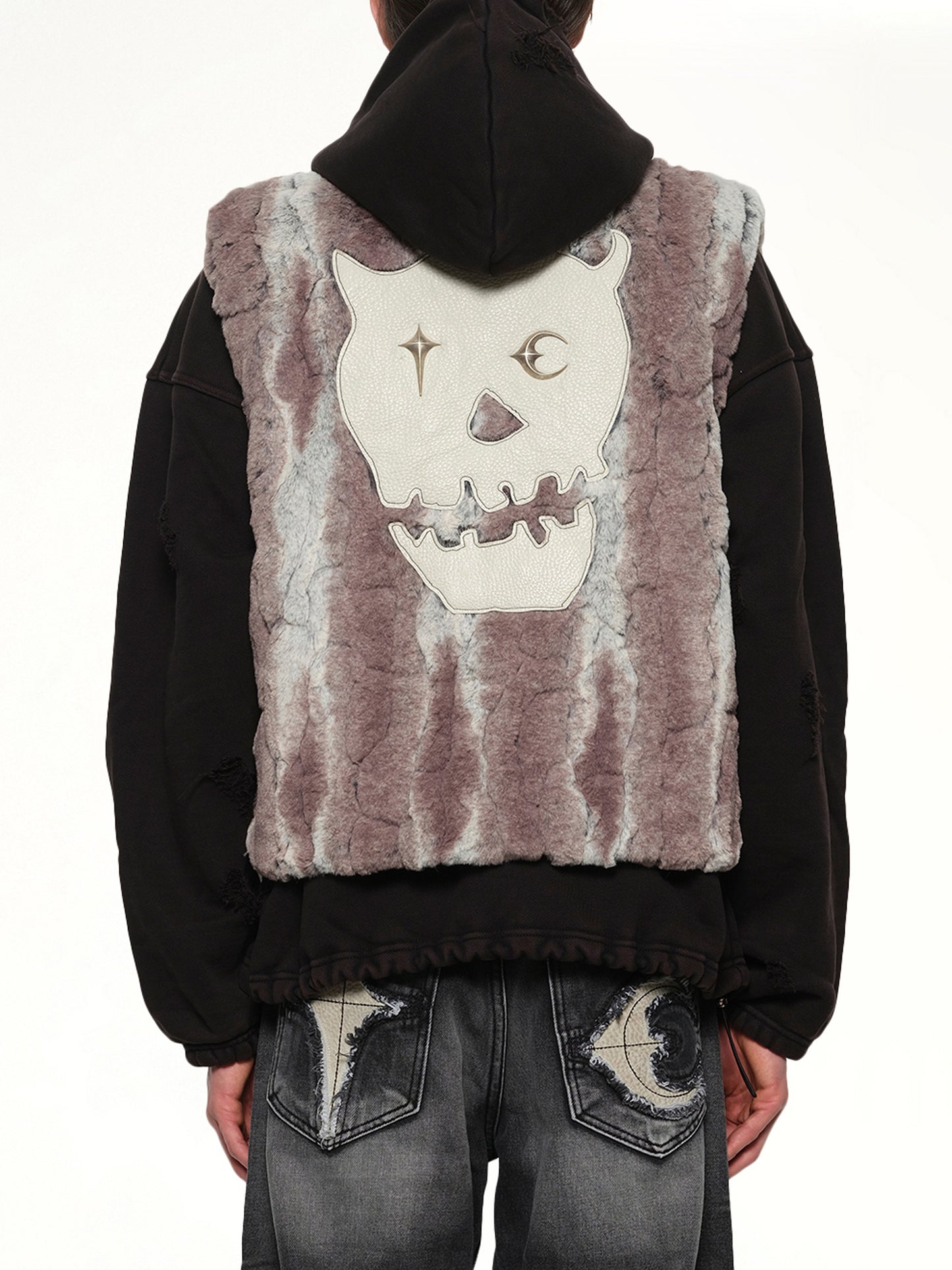 TC Skull Fur Vest in Ivory