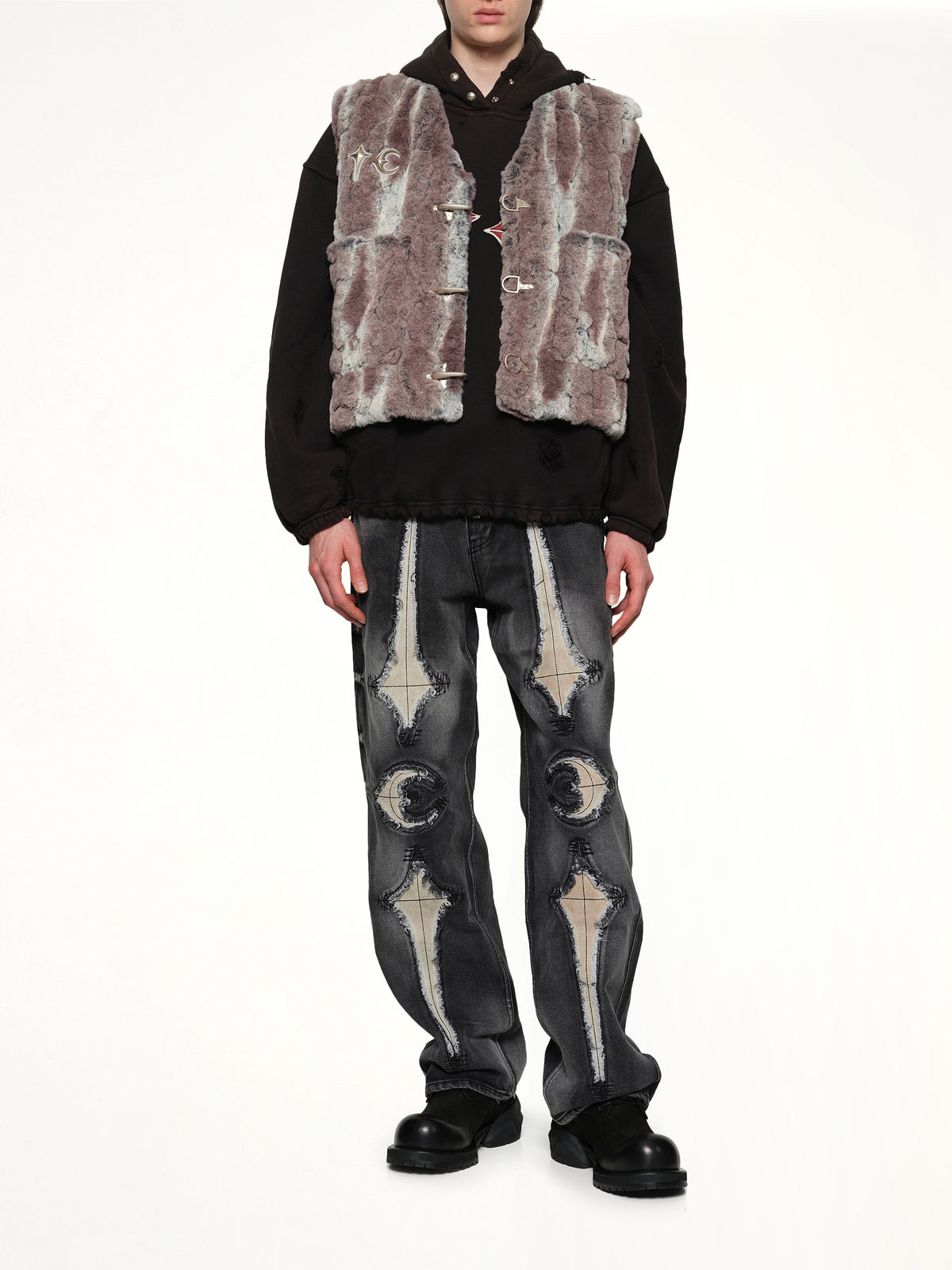 TC Skull Fur Vest in Ivory