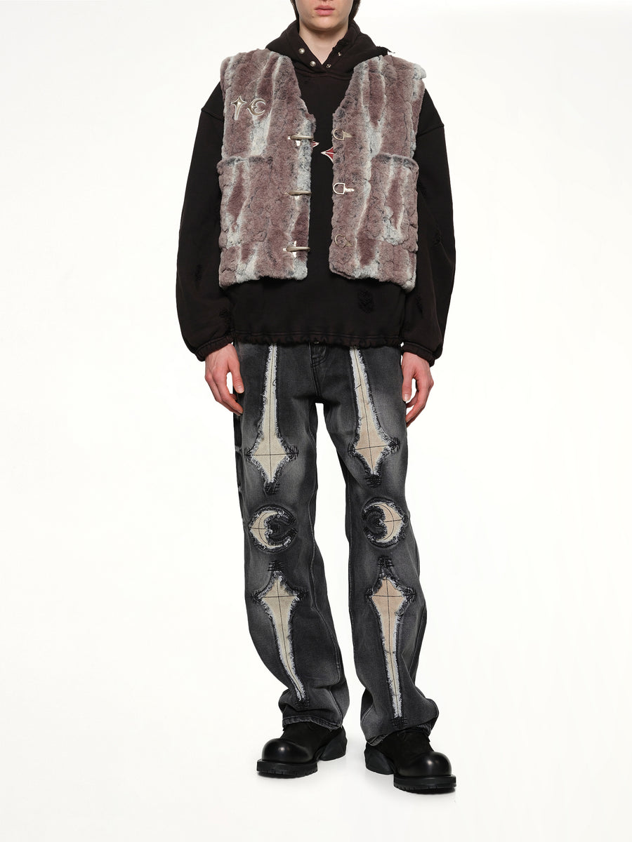 TC Skull Fur Vest in Ivory