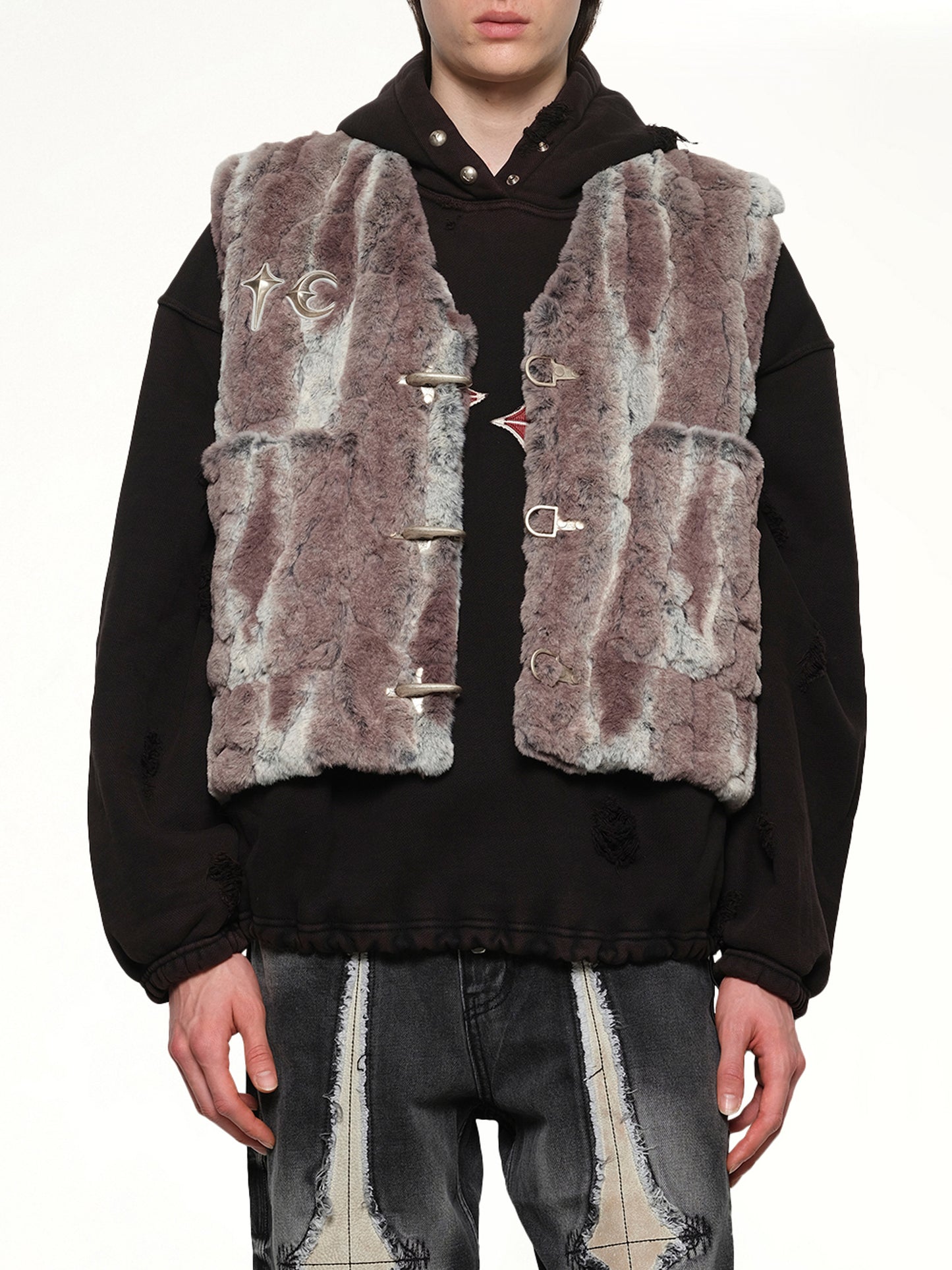 TC Skull Fur Vest in Ivory