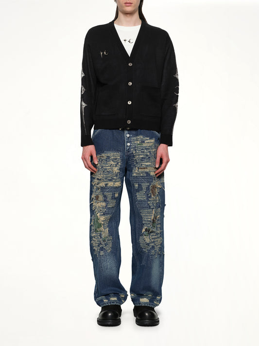 TC Bone Knit Cardigan in Black