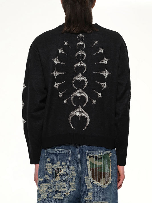 TC Bone Knit Cardigan in Black