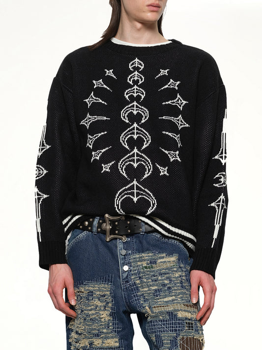 TC Bone Knit Sweater in Black/White