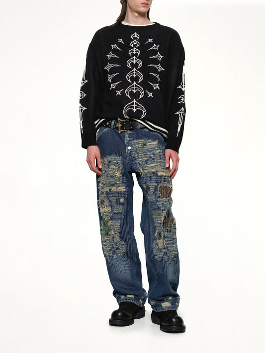 TC Bone Knit Sweater in Black/White