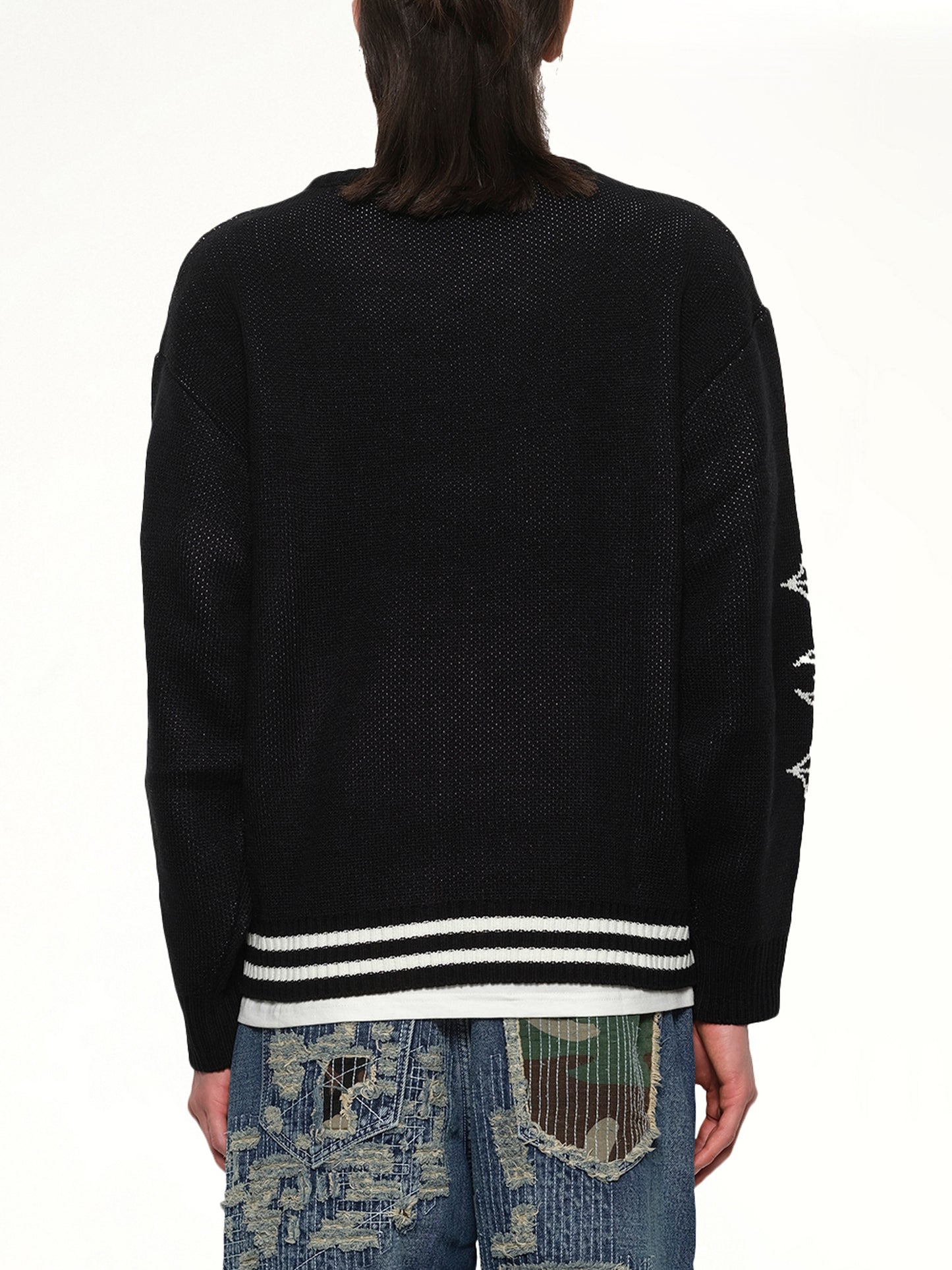 TC Bone Knit Sweater in Black/White
