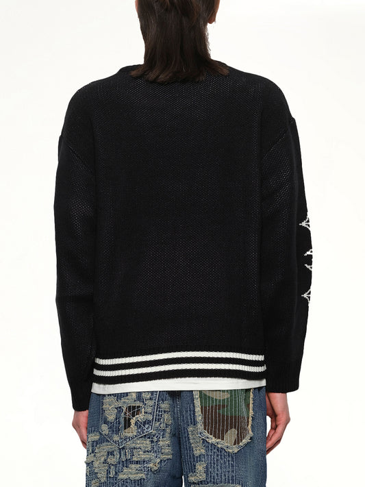 TC Bone Knit Sweater in Black/White