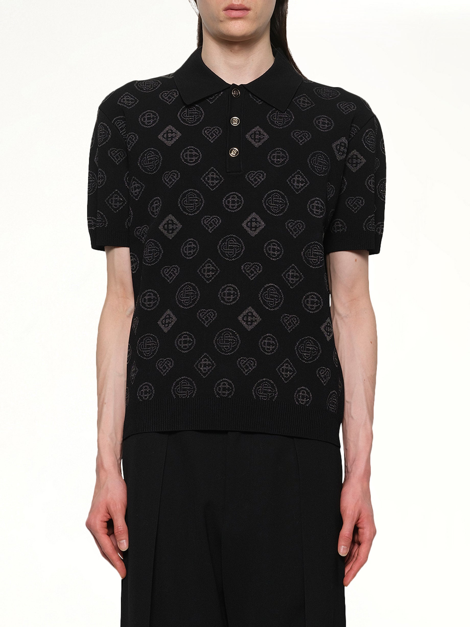 City Jacquard Polo in Black