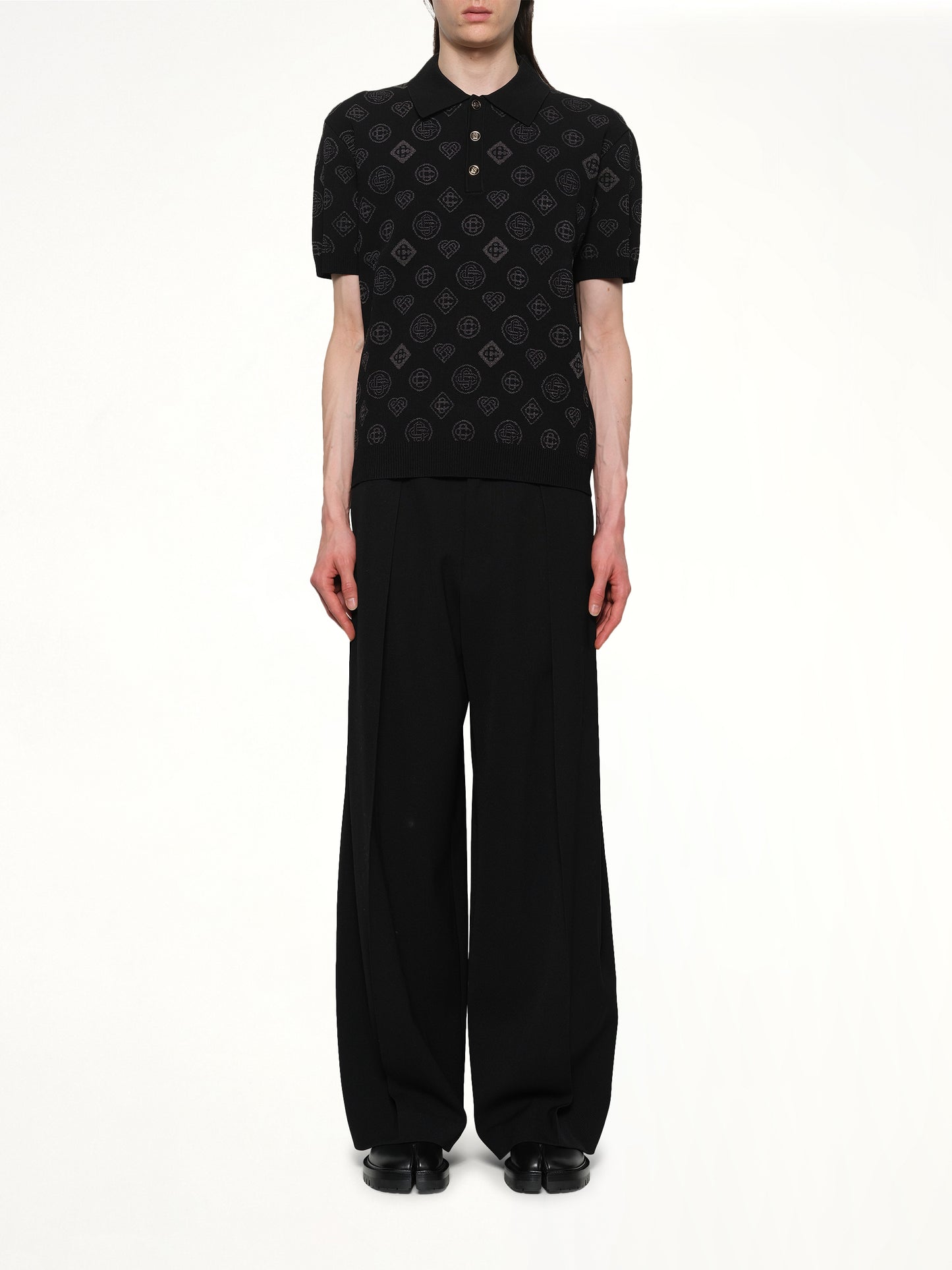 City Jacquard Polo in Black