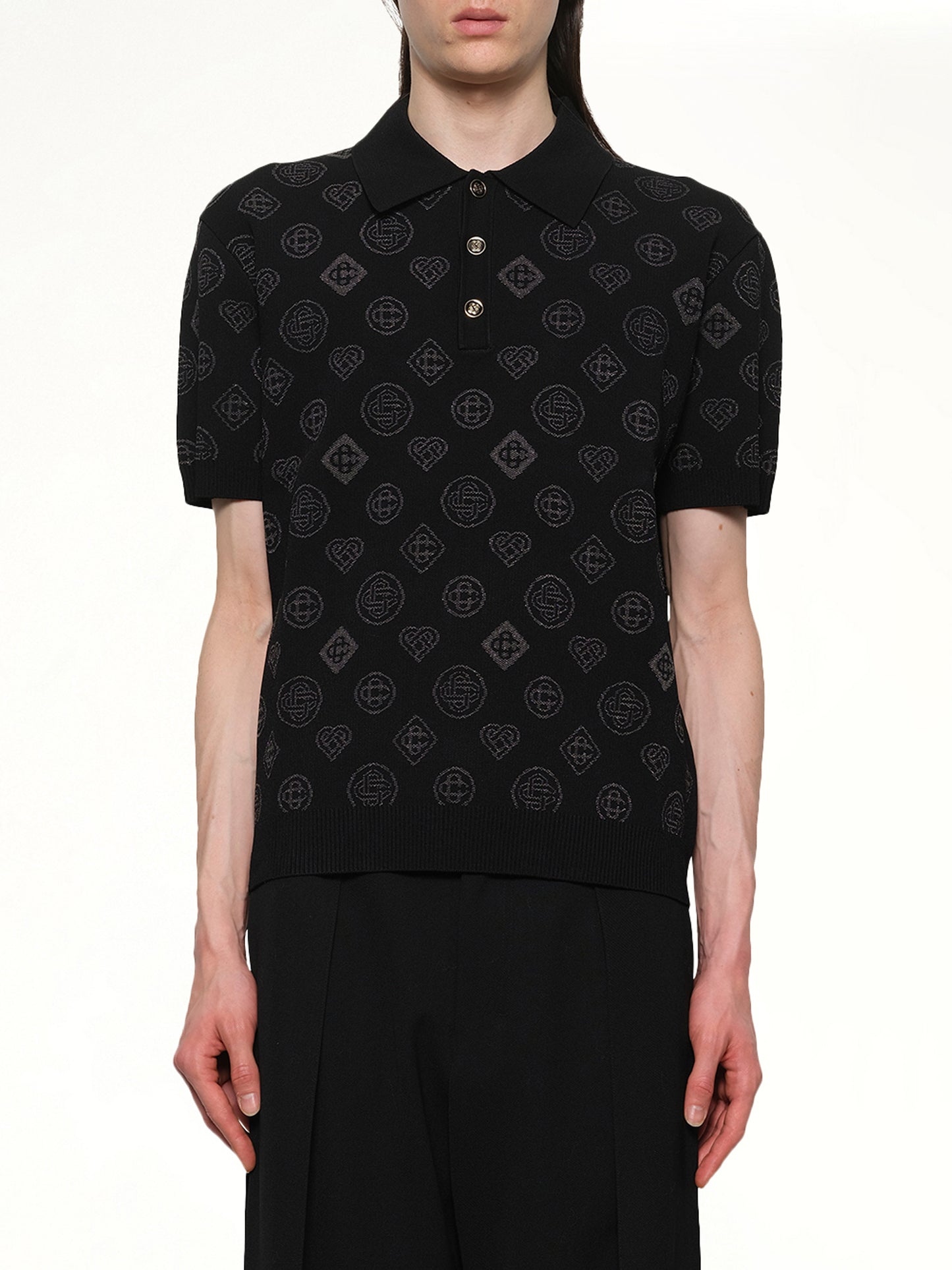 City Jacquard Polo in Black