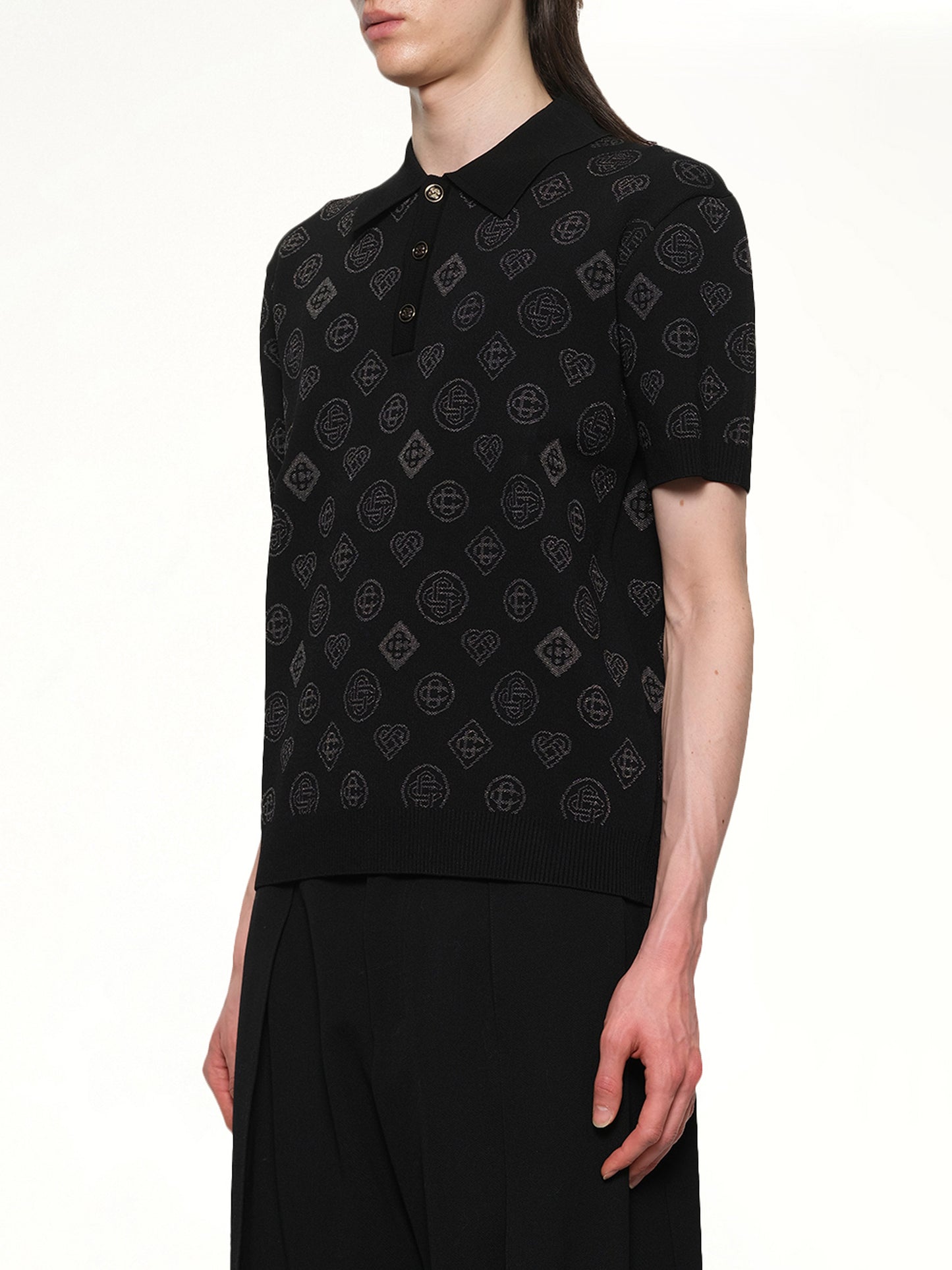 City Jacquard Polo in Black