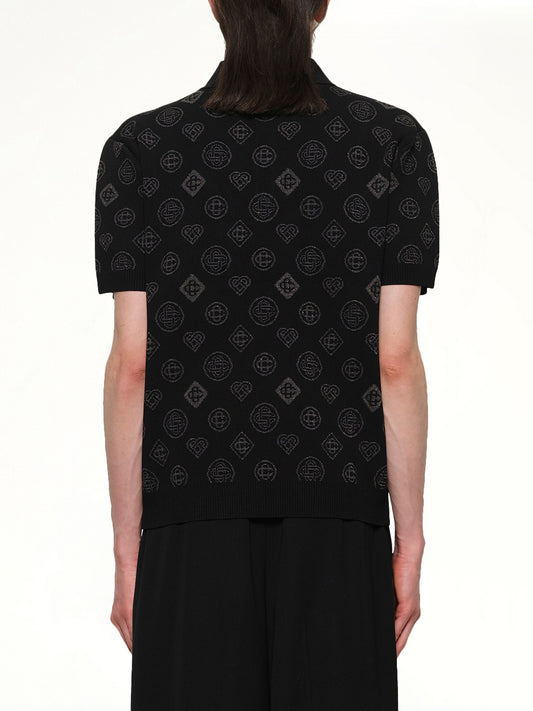 City Jacquard Polo in Black